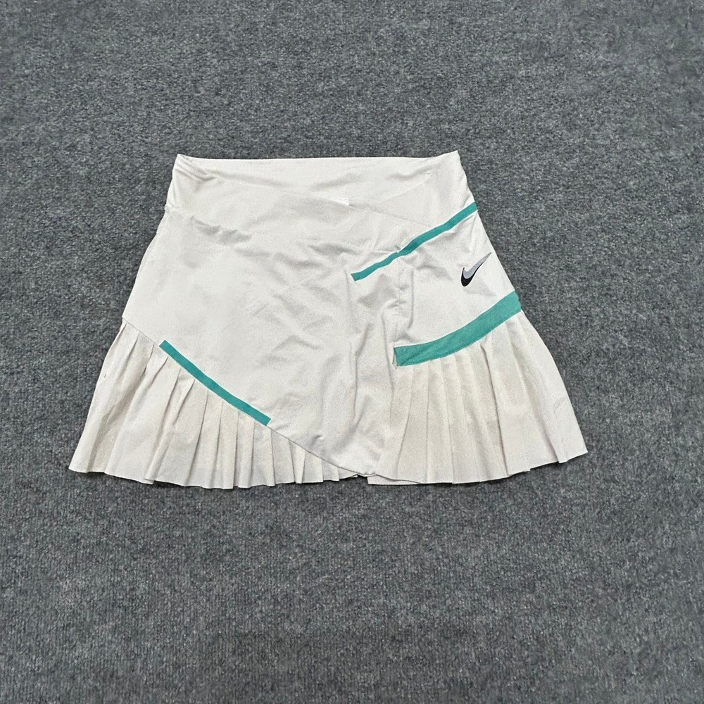 Nike Skort Womens Size M White Teal Dri-Fit Pleated Athletic Tennis Skirt